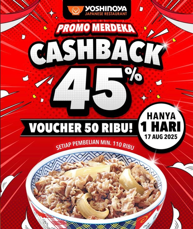 Promo Merdeka Yoshinoya/Foto: Instagram @yoshinoyaid