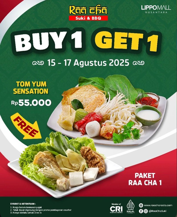 Raa Cha Suki & BBQ Promo Merdeka/Foto: Instagram @raachasuki