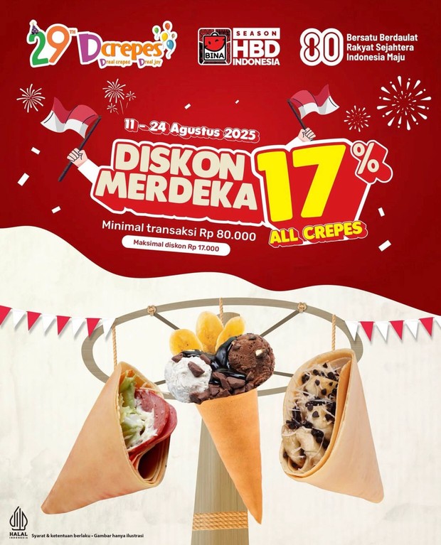 Diskon Merdeka Dcrepes/Foto: Instagram @d_crepes