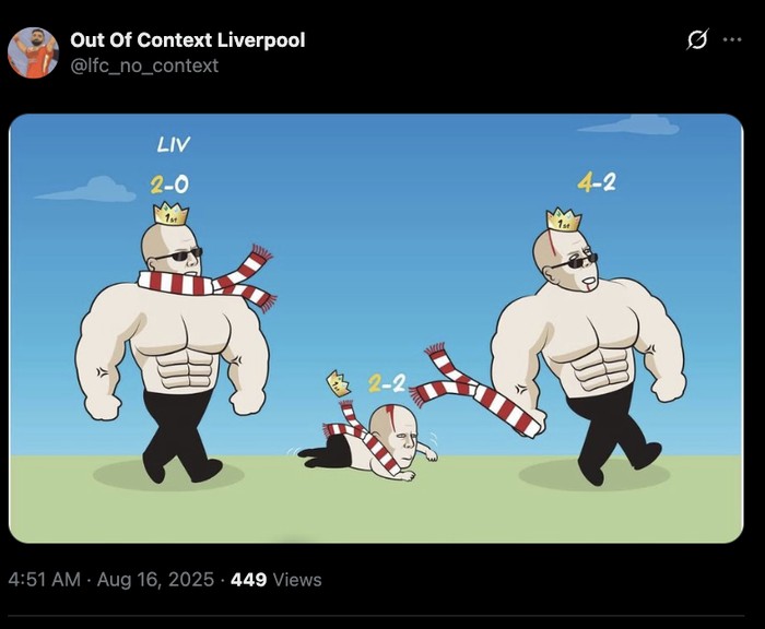 Meme Liverpool, menang tapi pertahanannya dipertanyakan.