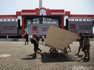 Monas Bersolek, Panggung Pesta Rakyat Dibangun untuk Meriahkan HUT ke-80 RI