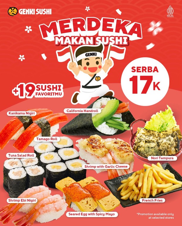 Promo Merdeka Genki Sushi/Foto: Instagram @genkisushiindonesia