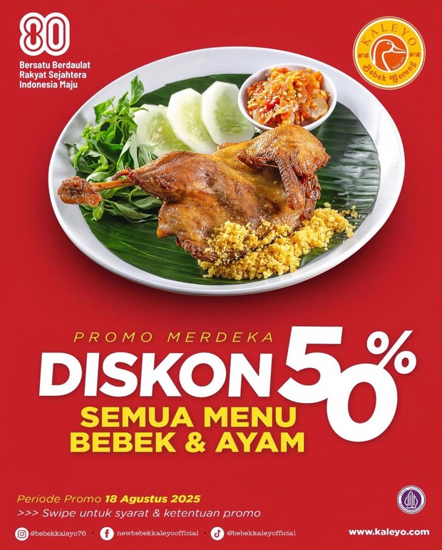 Promo spesial Bebek Kaleyo Bebek Kaleyo/Foto: Instagram @bebekkaleyo76