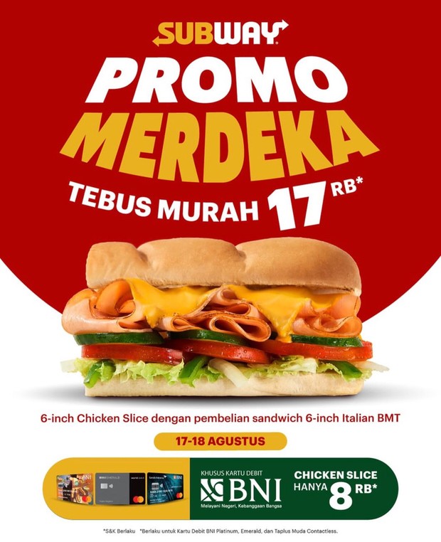 Promo tebus murah Subway/Foto: Instagram @subway.indonesia