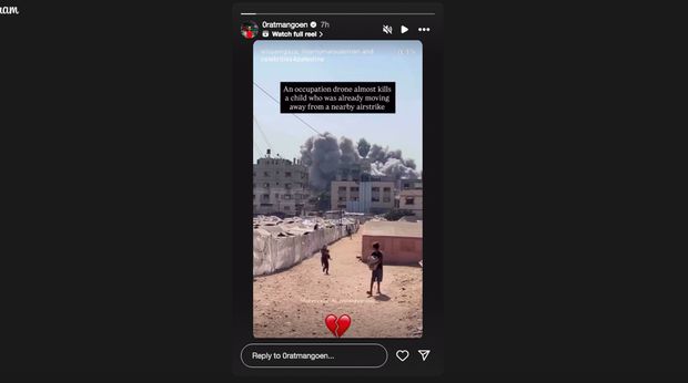 Ragnar Oratmengoen unggah video anak Gaza di Instagram.