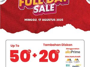 Merdeka! Semarak HUT ke-80 RI di Transmart Full Day Sale, Pesta Diskon 50% + 20% Merdeka! Semarak HUT ke-80 RI di Transmart Full Day Sale, Pesta Diskon 50% + 20%