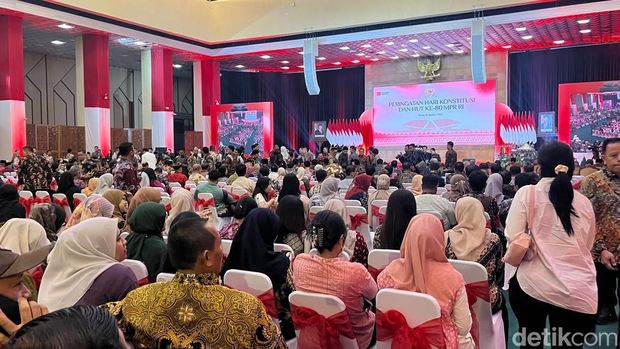 Acara peringatan Hari Konstitusi di gedung MPR RI, Senayan, Jakarta. (Ondang/detikcom)