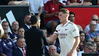 Viktor Gyokeres, striker baru Arsenal main selama 60 menit, digantikan Kai Havertz (REUTERS/Peter Powell)