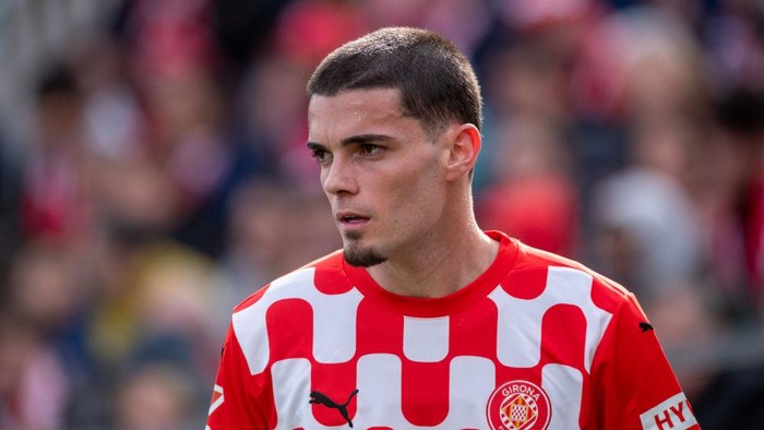 Miguel Gutierrez of Girona FC is in action during the LaLiga EA Sports 2024 - 2025 match between Girona FC and Real Club Celta de Vigo at Estadi Municipal de Montilivi in Girona, Spain, on March 1, 2025. (Photo by Martin Silva Cosentino/NurPhoto via Getty Images)