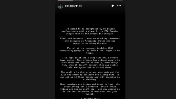 Alexander Isak, Newcastle. Tangkapan Layar Instagram Alexander Isak