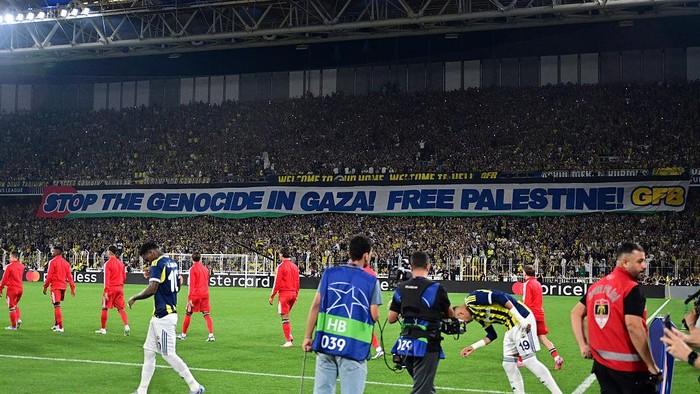 ISTANBUL, TURKIYE - AUGUST 20: A view of banner reading 