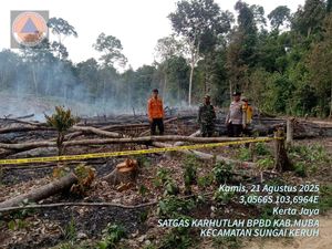 Lahan Gambut yang Terbakar di Muba Sudah Padam, Petugas Pasang Police Line