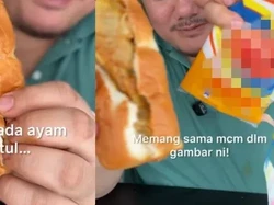 Hoax! Influencer Bikin Konten Settingan Roti Kari Isi Paha Ayam Utuh