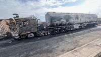 Pom Bensin Hancur dan Truk Terbakar Usai Serangan Udara Israel di Sanaa