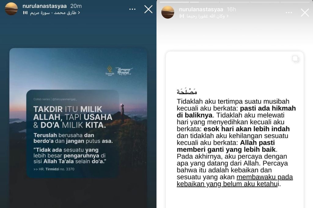 Unggahan ibunda Azizah usai putusan cerai sang putri dengan Pratama Arhan