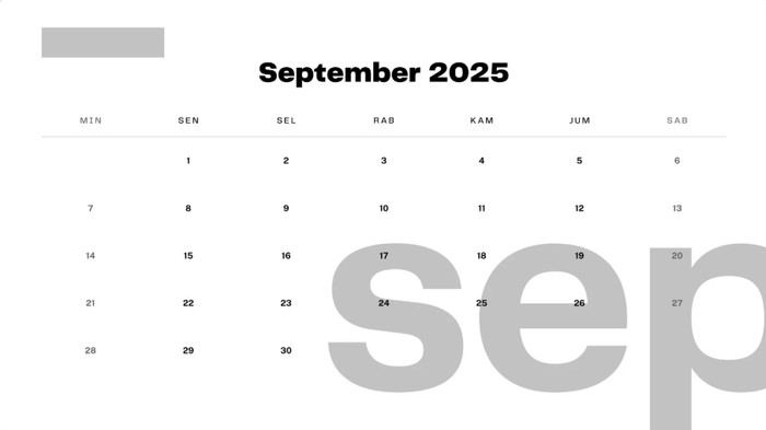 September 2025 Istimewa, Cek Tanggal Libur dan Hari Penting di Bulan Ini!