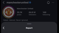 Meme akun medsos MU kena report gegara pura-pura jadi klub bola! Foto: dok. Internet/X (Twitter)