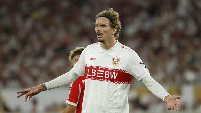 Soccer Football - Franz Beckenbauer Supercup 2025 - VFB Stuttgart v Bayern Munich - MHPArena, Stuttgart, Germany - August 16, 2025 VfB Stuttgarts Nick Woltemade reacts REUTERS/Heiko Becker