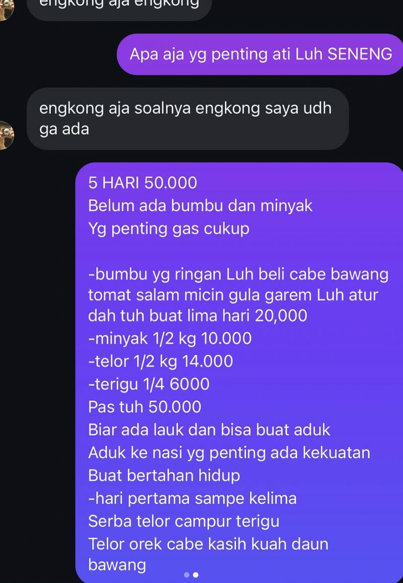Nyak Kopsah Bagikan Ide Menu 5 Hari Budget Rp 50 Ribu