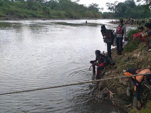 Penebang Kayu Hanyut di Sungai Progo Magelang Penebang Kayu Hanyut di Sungai Progo Magelang
