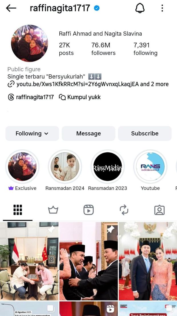 Raffi Ahmad Diam Tak Berkomentar soal Demo, Netizen Geruduk Akun IG
