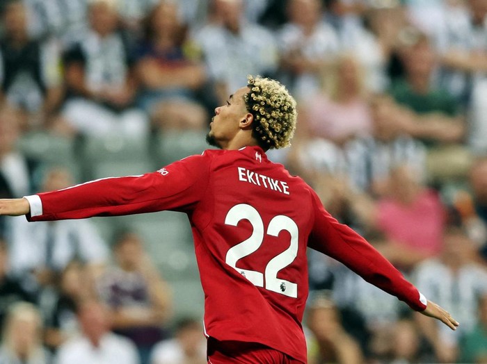 FILE PHOTO: Soccer Football - Premier League - Newcastle United v Liverpool - St James' Park, Newcastle, Britain - August 25, 2025 Liverpool's Hugo Ekitike celebrates scoring their second goal REUTERS/Scott Heppell EDITORIAL USE ONLY. NO USE WITH UNAUTHORIZED AUDIO, VIDEO, DATA, FIXTURE LISTS, CLUB/LEAGUE LOGOS OR 'LIVE' SERVICES. ONLINE IN-MATCH USE LIMITED TO 120 IMAGES, NO VIDEO EMULATION. NO USE IN BETTING, GAMES OR SINGLE CLUB/LEAGUE/PLAYER PUBLICATIONS. PLEASE CONTACT YOUR ACCOUNT REPRESENTATIVE FOR FURTHER DETAILS./File Photo