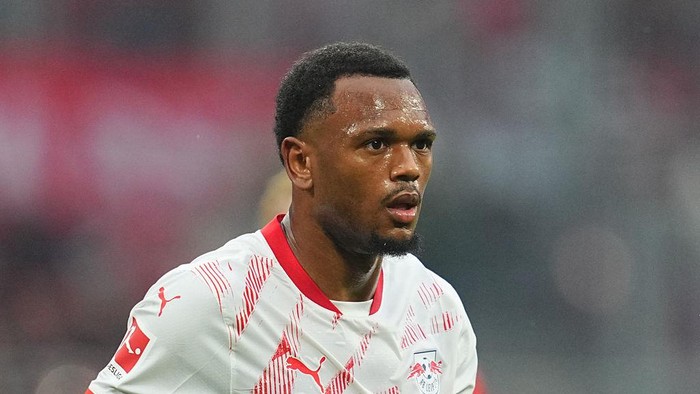 and Loïs Openda (RB Leipzig)  looks on during the 1. Bundesliga match between RB Leipzig and FC Bayern München at Red Bull arena, Leipzig, Germany on May 3, 2025.  (Photo by Ulrik Pedersen/NurPhoto via Getty Images)