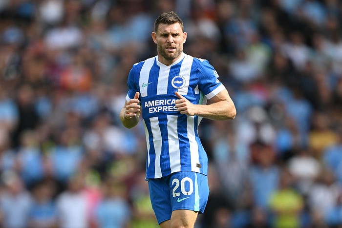 James Milner BRIGHTON, ENGLAND - AUGUST 31: James Milner of Brighton & Hove Albion looks on during the Premier League match between Brighton & Hove Albion and Manchester City at Amex Stadium on August 31, 2025 in Brighton, England. (Photo by Mike Hewitt/Getty Images)