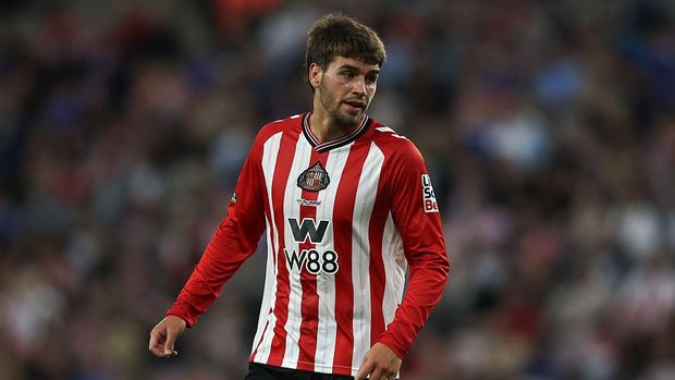 Marc Guiu of Sunderland plays during the Carabao Cup match between Sunderland and Huddersfield Town at the Stadium Of Light in Sunderland, England, on August 26, 2025. (Photo by Michael Driver/MI News/NurPhoto via Getty Images)