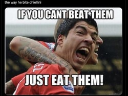 Setelah Gene Ramirez kena plot twist dari Luis Suarez, meme-meme masa lalu pun bermunculan. Kalau tak bisa dikalahkan, mending dimakan!. Foto: dok. Internet/X (Twitter)