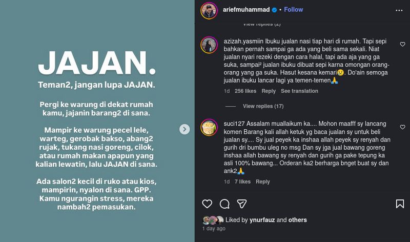Seruan Jajan dari figur publik Indonesia