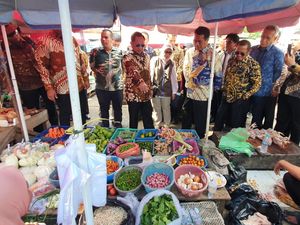 Mendagri-Mentan Blusukan ke Pasar KM 5 Palembang, Cek Harga Sembako
