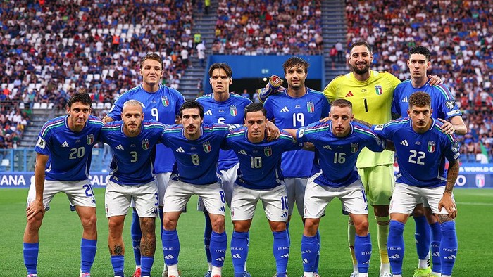 REGGIO NELLEMILIA, ITALY - JUNE 09: Players of Italy during the FIFA 2026 Qualifier between Italy and Moldova at Mapei Stadium – Città del Tricolore on June 09, 2025 in Reggio nellEmilia, Italy. (Photo by Luca Bizzarri - FIGC/FIGC via Getty Images)