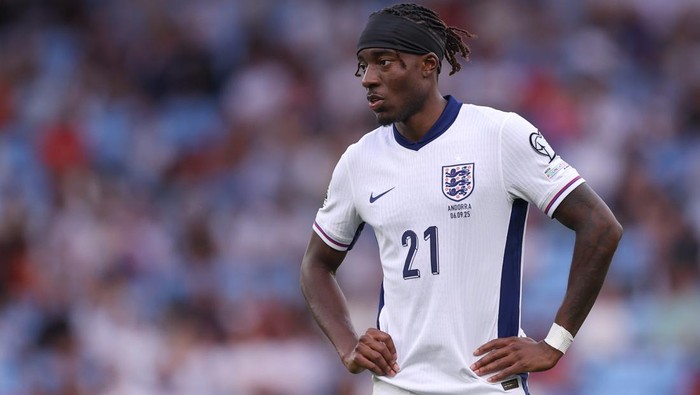 BIRMINGHAM, ENGLAND - SEPTEMBER 6: Noni Madueke of England during the FIFA World Cup 2026 qualifier match between England and Andorra at Villa Park on September 6, 2025 in Birmingham, England. (Photo by Catherine Ivill - AMA/Getty Images)