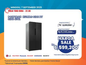 Ada Diskon Gede Kulkas Side by Side Polytron di Transmart Full Day Sale