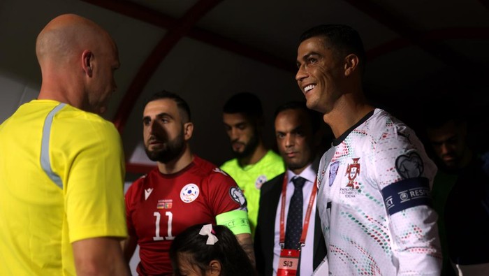 YEREVAN, ARMENIA - SEPTEMBER 06: Cristiano Ronaldo of Portugal looks on prior to the FIFA World Cup 2026 qualifier match between Armenia and Portugal at Vazgen Sargsyan Republican Stadium on September 06, 2025 in Yerevan, Armenia. (Photo by Denis Tyrin - UEFA/UEFA via Getty Images)