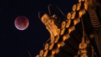 Potret Bulan Darah Langka Hiasi Langit Kota Terlarang Beijing