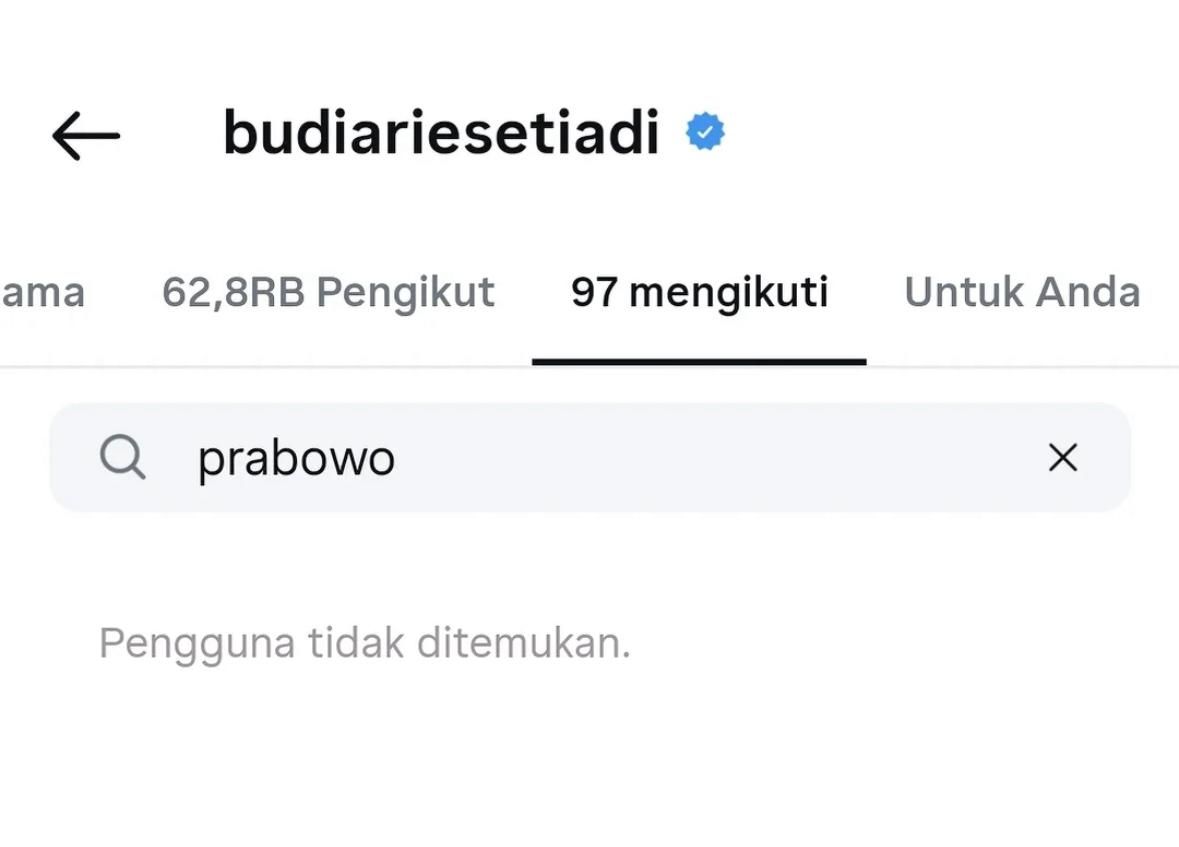 Budi Arie unfollow Prabowo Subianto.