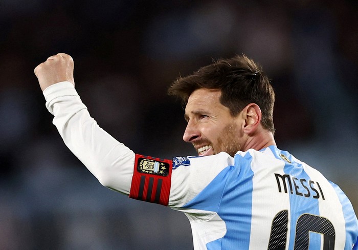 Soccer Football - World Cup - CONMEBOL Qualifiers - Argentina v Venezuela - Estadio Monumental, Buenos Aires, Argentina - September 4, 2025 Argentina's Lionel Messi celebrates scoring their third goal REUTERS/Agustin Marcarian     TPX IMAGES OF THE DAY