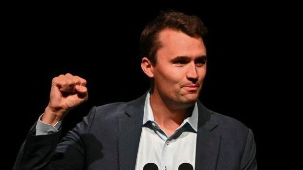 (FILES) US political activist Charlie Kirk speaks before a live interview with US commentator Tucker Carlson and former US President and Republican presidential candidate Donald Trump during the finale of the Tucker Carlson Live Tour at Desert Diamond Arena in Glendale, Arizona, on October 31, 2024. Right-wing youth activist and influencer Charlie Kirk, a major ally of President Donald Trump, was shot dead on September 10, 2025 in an apparent assassination that sparked fears of more political violence in an increasingly febrile United States. Trump confirmed on social media that Kirk, 31, had died from his injuries. (Photo by Patrick T. Fallon / AFP)