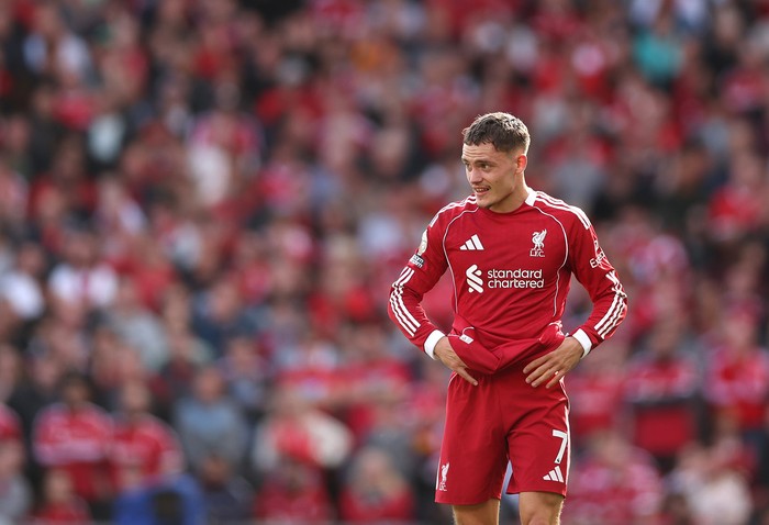 LIVERPOOL, ENGLAND - AUGUST 31: Florian Wirtz of Liverpool during the Premier League match between Liverpool and Arsenal at Anfield on August 31, 2025 in Liverpool, England. (Photo by Alex Pantling/Getty Images)