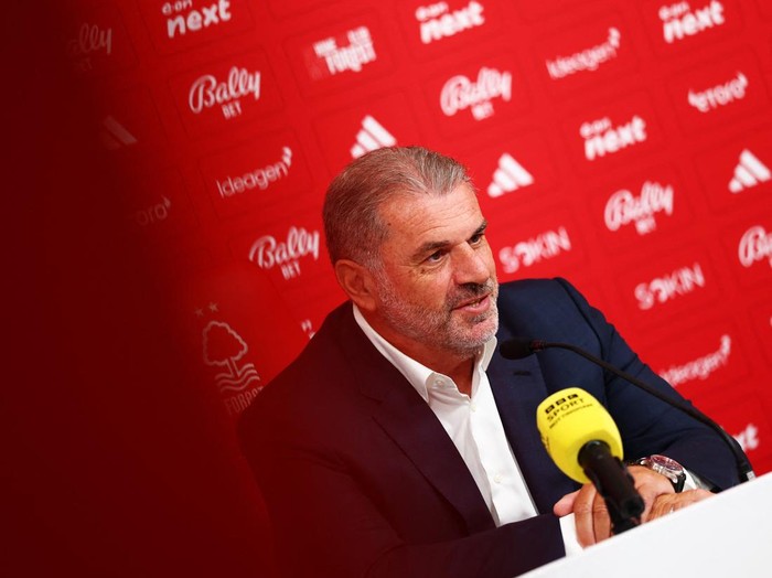 Soccer Football - Nottingham Forest unveil new manager Ange Postecoglou - The City Ground, Nottingham, Britain - September 11, 2025 New Nottingham Forest manager Ange Postecoglou during the press conference Action Images via Reuters/Matthew Childs