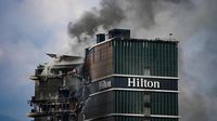 Ngeri! Penampakan Hotel Hilton Nepal Hangus Dibakar Massa Demo