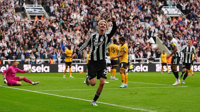 Newcastle Uniteds Nick Woltemade celebrates scoring their sides first goal of the game during the Premier League match at St James Park, Newcastle upon Tyne. Picture date: Saturday September 13, 2025. (Photo by Owen Humphreys/PA Images via Getty Images)