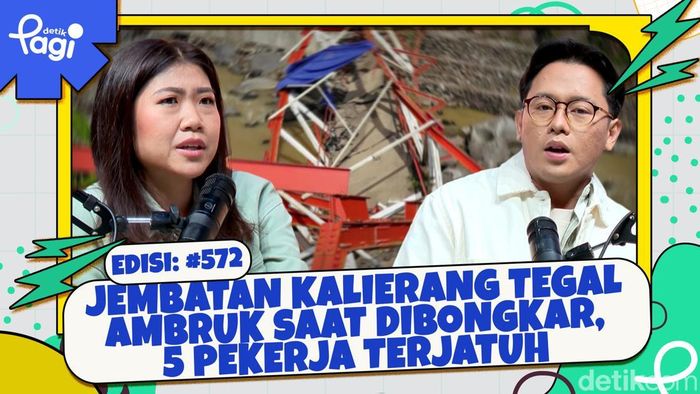 Video: Jembatan Kalierang Tegal Ambruk Saat Dibongkar, 5 Pekerja Terjatuh