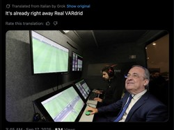 Satu lagi meme Real VARdrid, dengan bos El Real Florentino Perez hadir di ruang VAR. Foto: dok. Internet/X (Twitter)