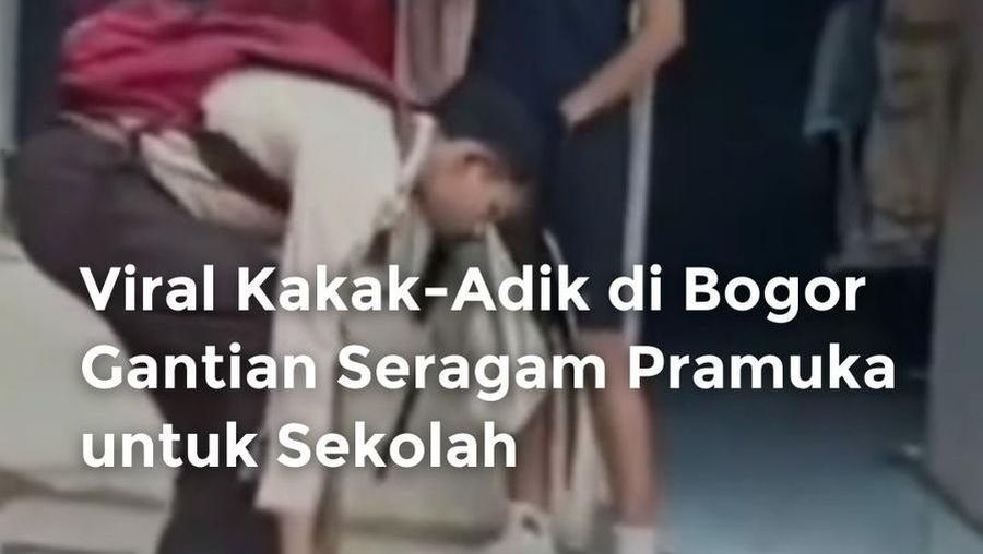 Video Viral Kakak-Adik di Boogor Gantian Seragam Pramuka untuk Sekolah