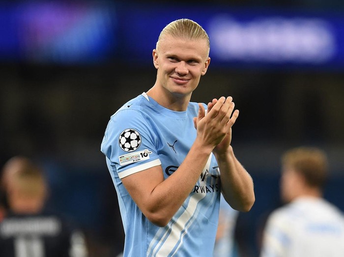Soccer Football - UEFA Champions League - Manchester City v Napoli - Etihad Stadium, Manchester, Britain - September 18, 2025 Manchester City's Erling Haaland celebrates after the match REUTERS/Peter Powell