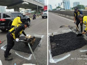 Bina Marga Tutup Lubang Flyover Pancoran Usai Terjadi 3 Kecelakaan Bina Marga Tutup Lubang Flyover Pancoran Usai Terjadi 3 Kecelakaan