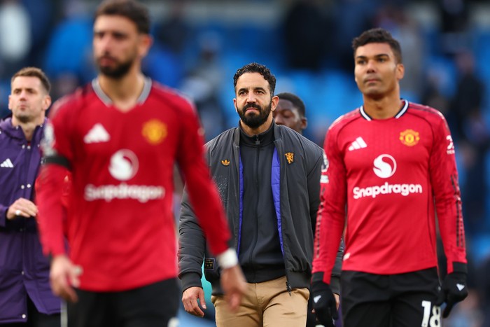 MANCHESTER, ENGLAND - SEPTEMBER 14: Manchester United Manager Ruben Amorim after the 3-0 loss during the Premier League match between Manchester City and Manchester United at Etihad Stadium on September 14, 2025 in Manchester, England. (Photo by Shaun Brooks - CameraSport via Getty Images)